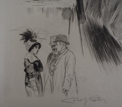 Alméry LOBEL-RICHE : La sortie élégante, Gravure originale signée
