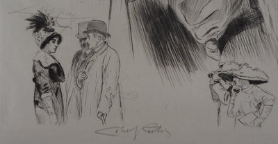Alméry LOBEL-RICHE : La sortie élégante, Gravure originale signée