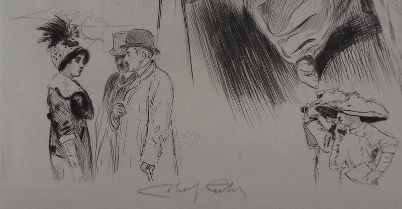 Alméry LOBEL-RICHE : La sortie élégante, Gravure originale signée