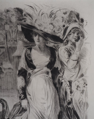 Alméry LOBEL-RICHE : La sortie élégante, Gravure originale signée