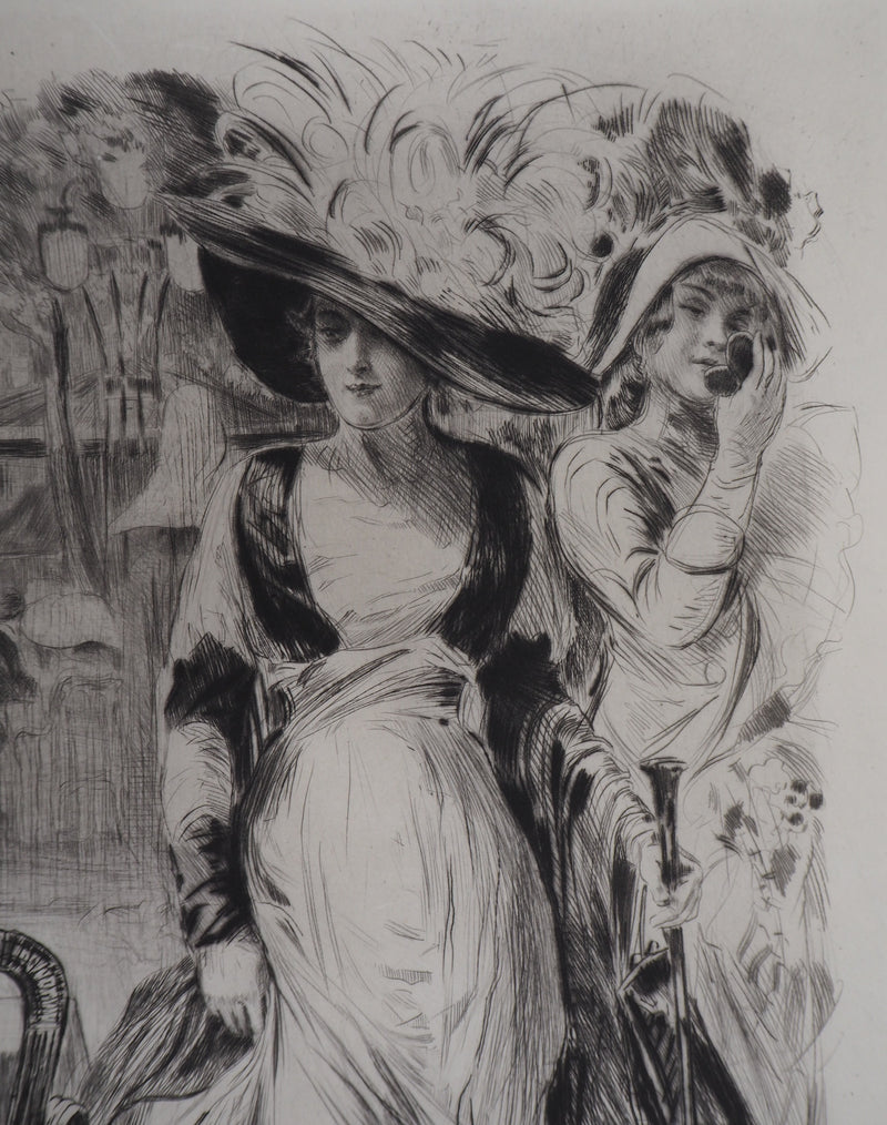 Alméry LOBEL-RICHE : La sortie élégante, Gravure originale signée