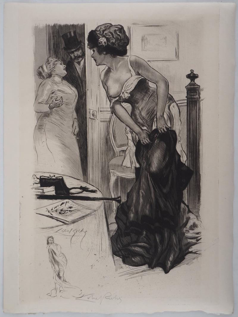 Alméry LOBEL-RICHE : À demi nue, Gravure originale signée