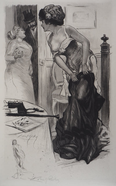 Alméry LOBEL-RICHE : À demi nue, Gravure originale signée