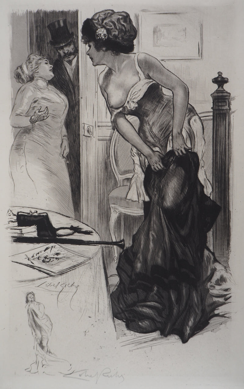 Alméry LOBEL-RICHE : À demi nue, Gravure originale signée