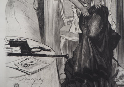 Alméry LOBEL-RICHE : À demi nue, Gravure originale signée