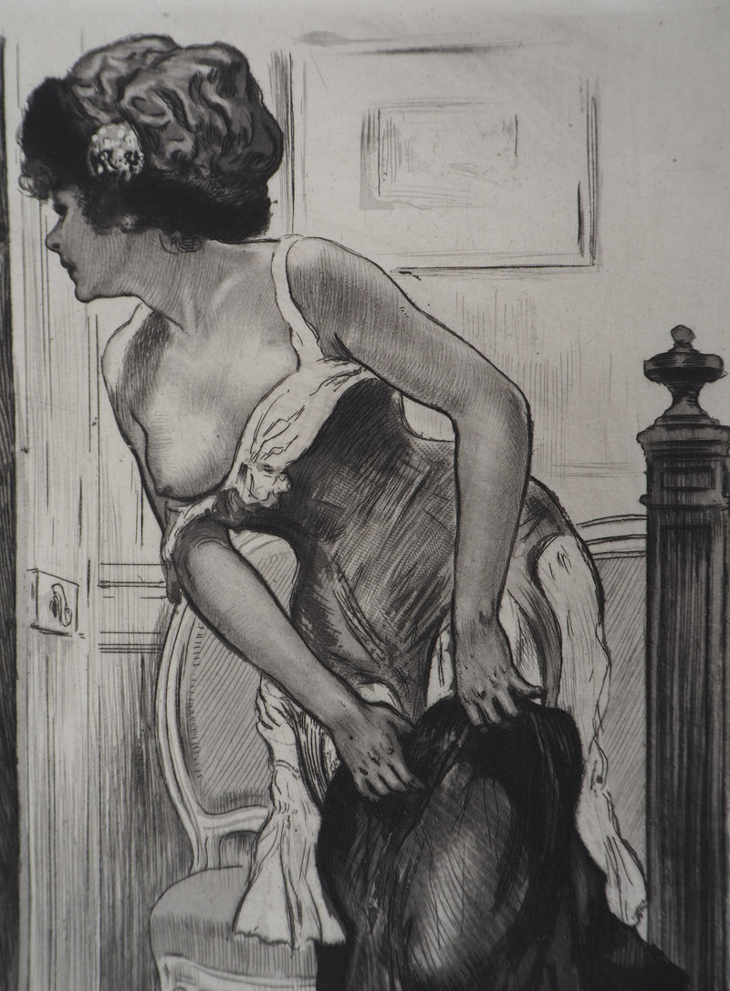 Alméry LOBEL-RICHE : À demi nue, Gravure originale signée