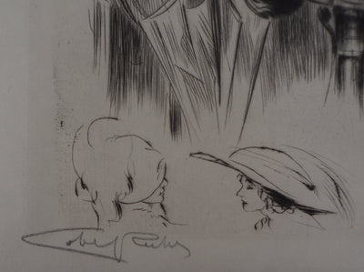 Alméry LOBEL-RICHE : La discussion secrète, Gravure originale signée