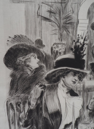 Alméry LOBEL-RICHE : La discussion secrète, Gravure originale signée