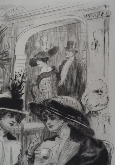 Alméry LOBEL-RICHE : La discussion secrète, Gravure originale signée