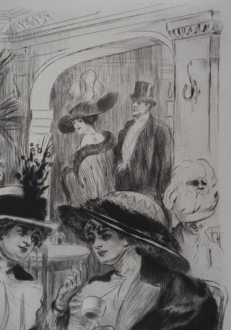 Alméry LOBEL-RICHE : La discussion secrète, Gravure originale signée