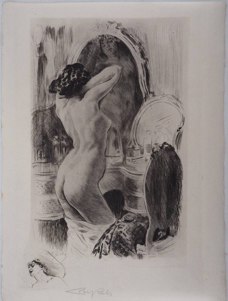 Alméry LOBEL-RICHE : Le reflet, Gravure originale signée
