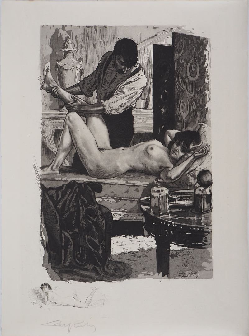 Alméry LOBEL-RICHE : Le massage sensuel, Gravure originale signée