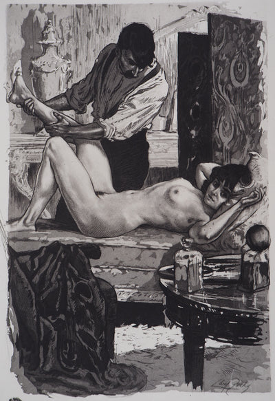 Alméry LOBEL-RICHE : Le massage sensuel, Gravure originale signée