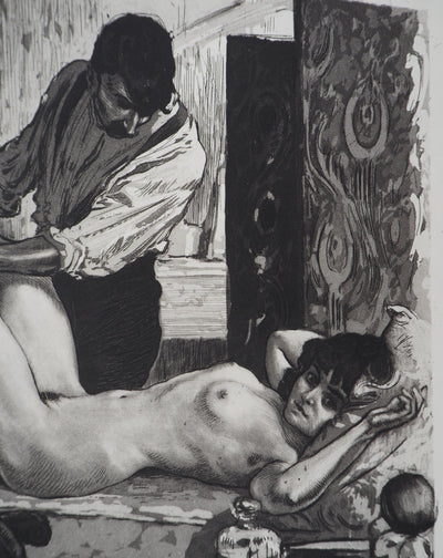 Alméry LOBEL-RICHE : Le massage sensuel, Gravure originale signée