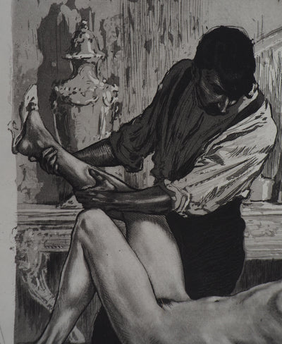 Alméry LOBEL-RICHE : Le massage sensuel, Gravure originale signée
