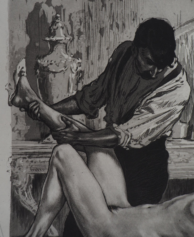 Alméry LOBEL-RICHE : Le massage sensuel, Gravure originale signée