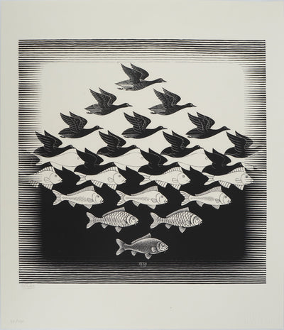 ESCHER M.C. : Entre Ciel et Eau, oeuvre originale (vue générale) - Crédit photo : Galerie Art.Paris