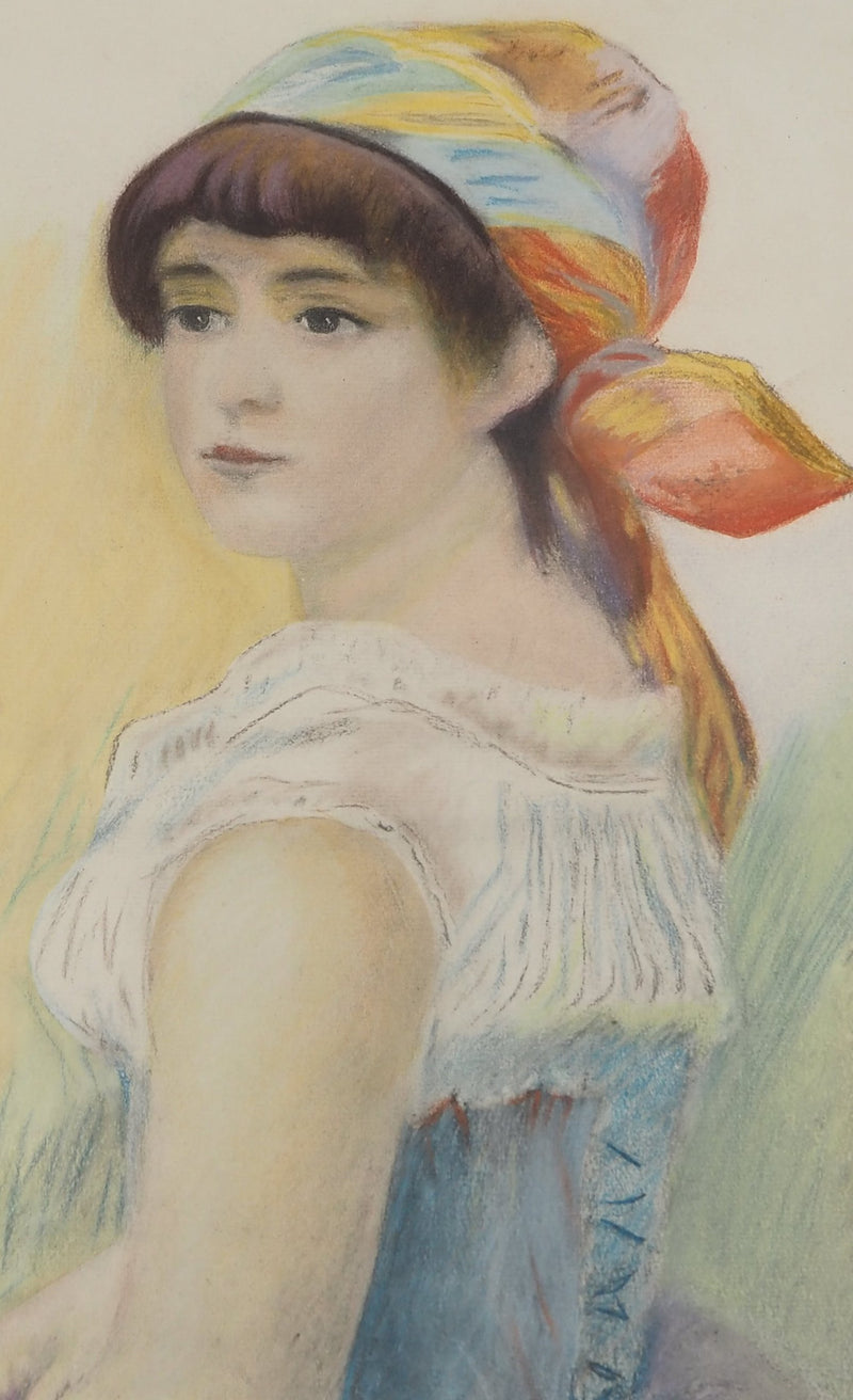 Pierre-Auguste RENOIR : La jeune femme au foulard coloré, Lithographie originale (photo de détail 2) - Crédit photo : Galerie Art.Paris