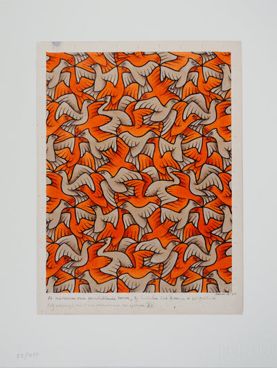 ESCHER M.C. : Nuée d'oiseaux, oeuvre originale (vue générale) - Crédit photo : Galerie Art.Paris