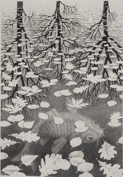 ESCHER M.C. : Automne et carpe, oeuvre originale (photo de détail 3) - Crédit photo : Galerie Art.Paris