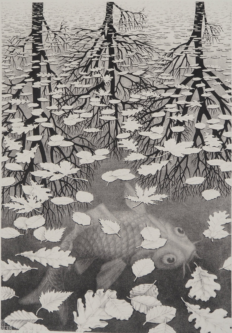 ESCHER M.C. : Automne et carpe, oeuvre originale (photo de détail 3) - Crédit photo : Galerie Art.Paris