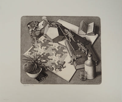 ESCHER M.C. : Nature morte aux reptiles, oeuvre originale (vue générale) - Crédit photo : Galerie Art.Paris