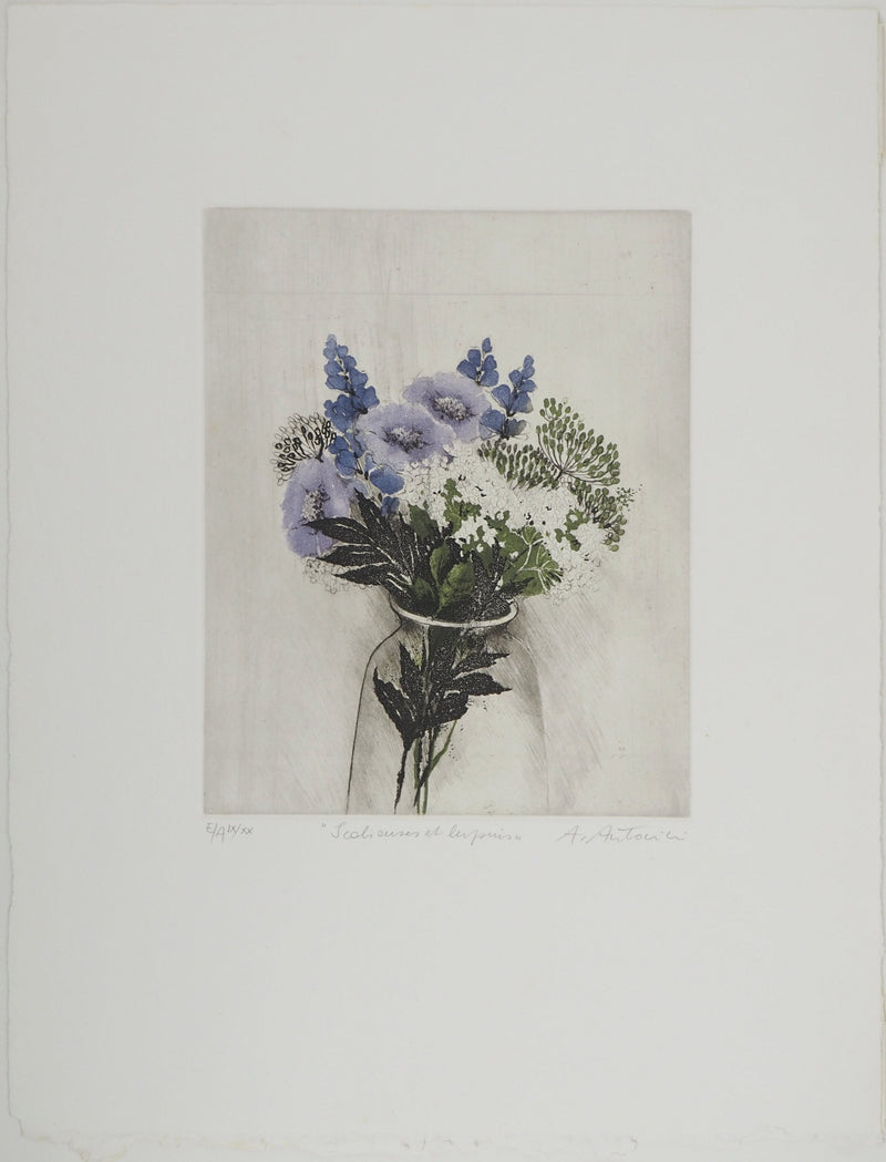 Annapia ANTONINI : Bouquet de fleurs, Gravure originale (vue générale) - Crédit photo : Galerie Art.Paris