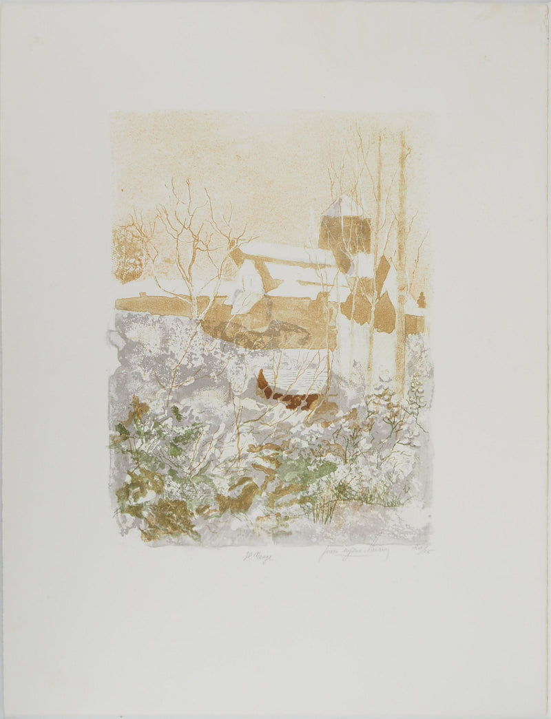 Pierre-Eugène CLAIRIN : Il neige, Lithographie originale (vue générale) - Crédit photo : Galerie Art.Paris