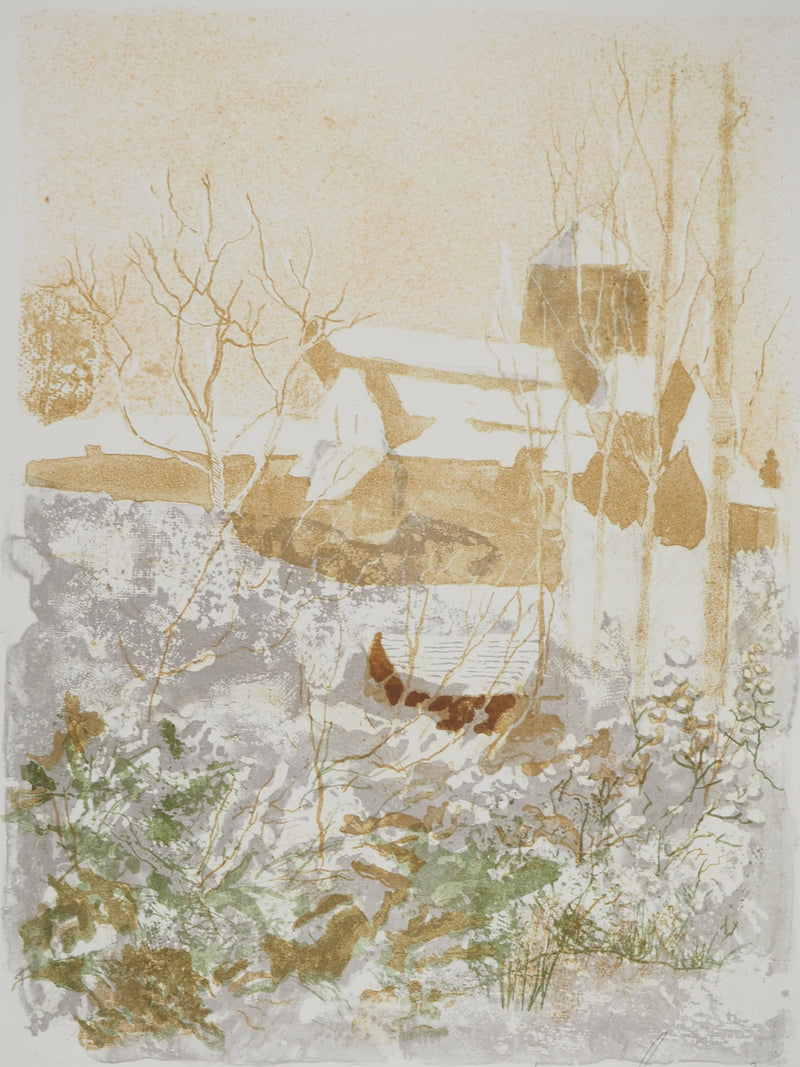 Pierre-Eugène CLAIRIN : Il neige, Lithographie originale (photo de détail 3) - Crédit photo : Galerie Art.Paris