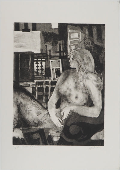 Jacques HALLEZ : Dans l'atelier, Gravure originale (vue générale) - Crédit photo : Galerie Art.Paris