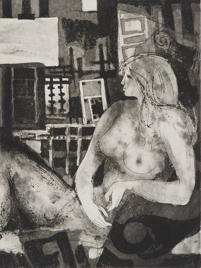 Jacques HALLEZ : Dans l'atelier, Gravure originale (photo de détail 3) - Crédit photo : Galerie Art.Paris