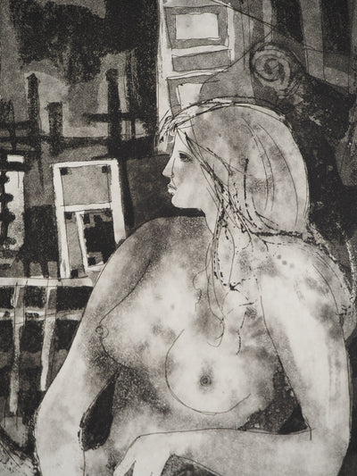Jacques HALLEZ : Dans l'atelier, Gravure originale (photo de détail 4) - Crédit photo : Galerie Art.Paris