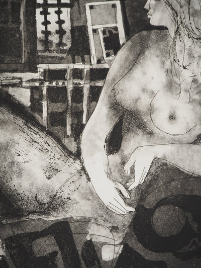 Jacques HALLEZ : Dans l'atelier, Gravure originale (photo de détail 5) - Crédit photo : Galerie Art.Paris