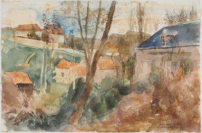 Pierre-Eugène CLAIRIN : Automne suspendu, Aquarelle originale (vue générale) - Crédit photo : Galerie Art.Paris