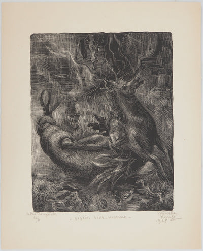 Marcelle KUNTZ : Vision sous-marine, Lithographie originale (vue générale) - Crédit photo : Galerie Art.Paris