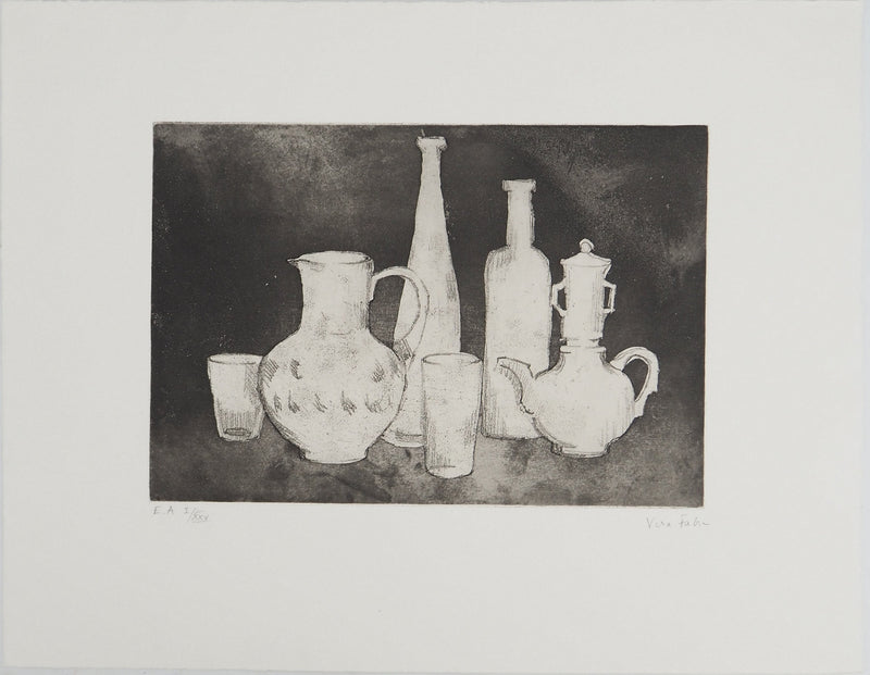 Vera FABRE : Nature morte, Gravure originale (vue générale) - Crédit photo : Galerie Art.Paris