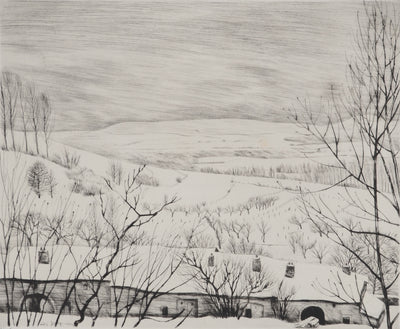 André JACQUEMIN : Hiver à Saxon, Gravure originale (photo de détail 3) - Crédit photo : Galerie Art.Paris