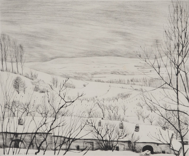 André JACQUEMIN : Hiver à Saxon, Gravure originale (photo de détail 3) - Crédit photo : Galerie Art.Paris