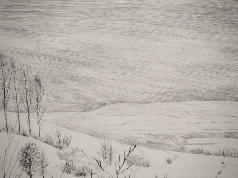 André JACQUEMIN : Hiver à Saxon, Gravure originale (photo de détail 4) - Crédit photo : Galerie Art.Paris