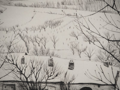 André JACQUEMIN : Hiver à Saxon, Gravure originale (photo de détail 5) - Crédit photo : Galerie Art.Paris