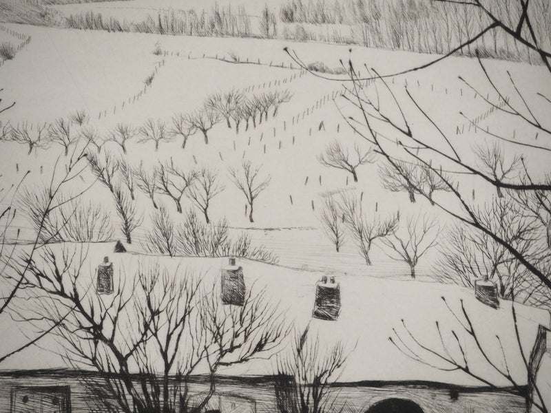 André JACQUEMIN : Hiver à Saxon, Gravure originale (photo de détail 5) - Crédit photo : Galerie Art.Paris