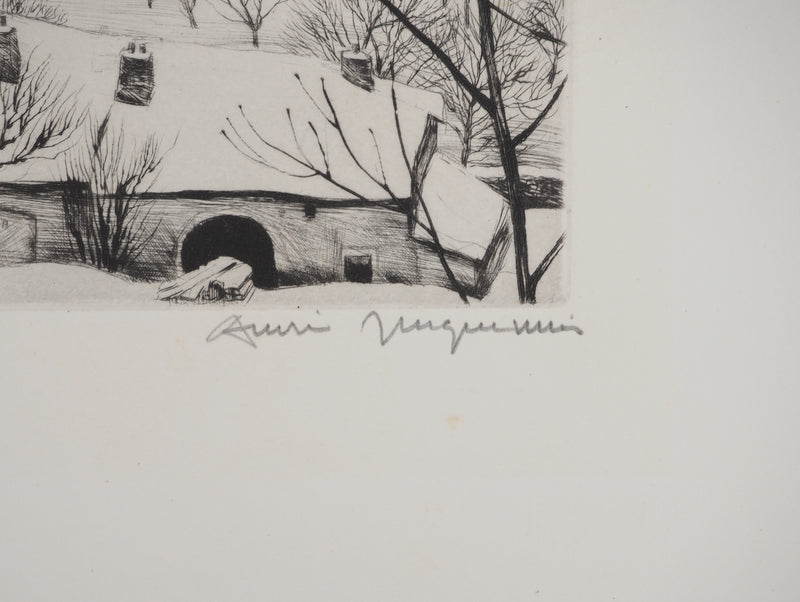 André JACQUEMIN : Hiver à Saxon, Gravure originale (photo de détail 2) - Crédit photo : Galerie Art.Paris