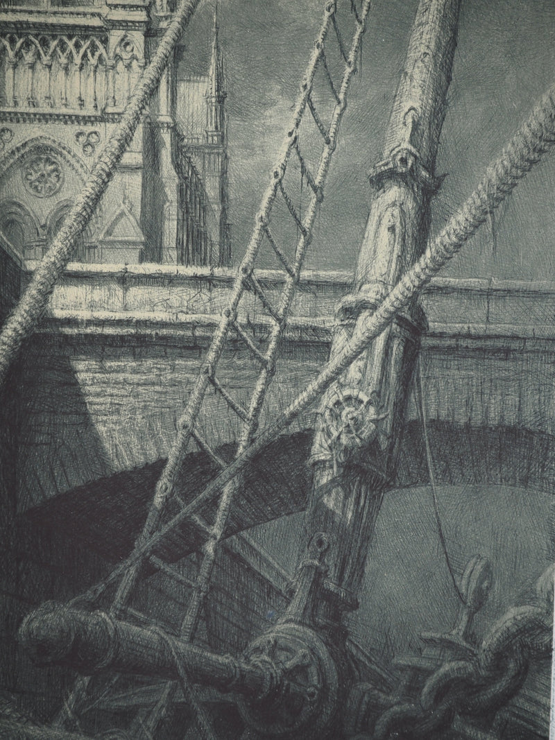 Jean-Michel MATHIEUX-MARIE : Le Petit Pont, Notre-Dame de Paris, Gravure originale (photo de détail 5) - Crédit photo : Galerie Art.Paris