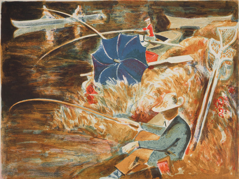 André PLANSON : Le pêcheur, Lithographie originale (photo de détail 3) - Crédit photo : Galerie Art.Paris