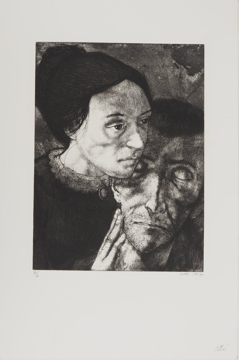 Michel CIRY : Moment de tendresse, Gravure originale (vue générale) - Crédit photo : Galerie Art.Paris
