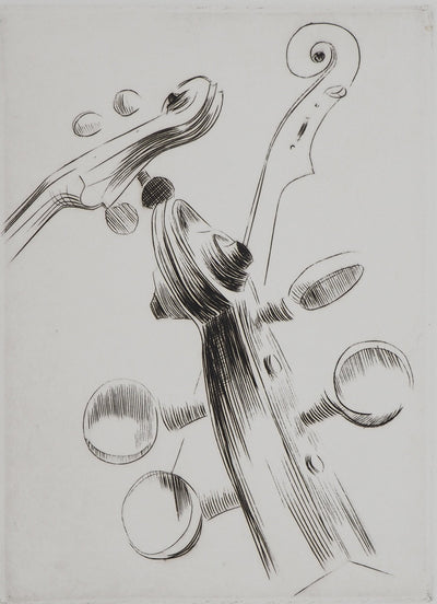 Michel RONCEREL : Six têtes de violon, Gravure originale (photo de détail 4) - Crédit photo : Galerie Art.Paris