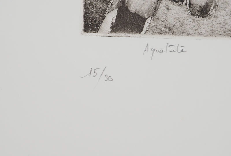 Michel RONCEREL : Six têtes de violon, Gravure originale (photo de détail 6) - Crédit photo : Galerie Art.Paris