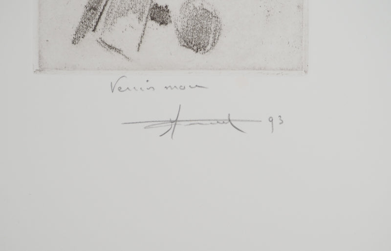 Michel RONCEREL : Six têtes de violon, Gravure originale (photo de détail 2) - Crédit photo : Galerie Art.Paris