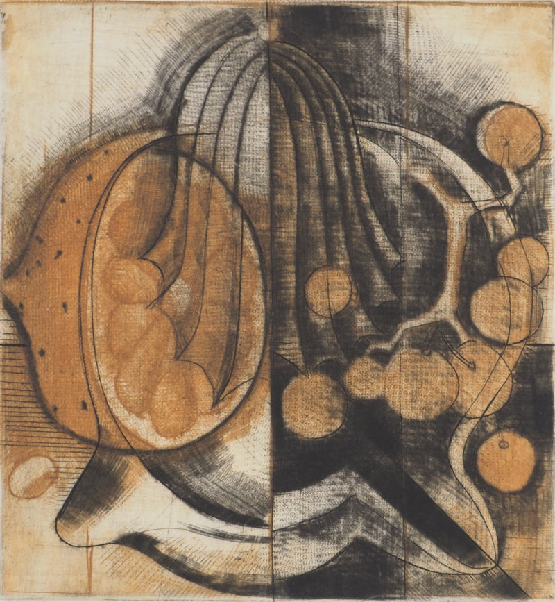 Brigitte COUDRAIN : Nature morte aux fruits, Gravure originale (photo de détail 3) - Crédit photo : Galerie Art.Paris