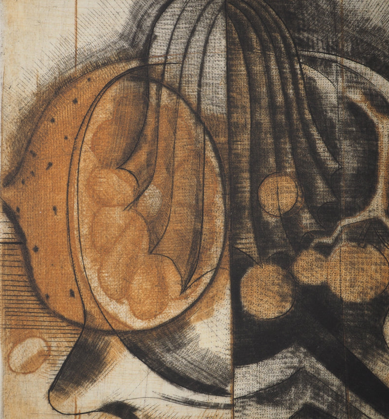 Brigitte COUDRAIN : Nature morte aux fruits, Gravure originale (photo de détail 4) - Crédit photo : Galerie Art.Paris